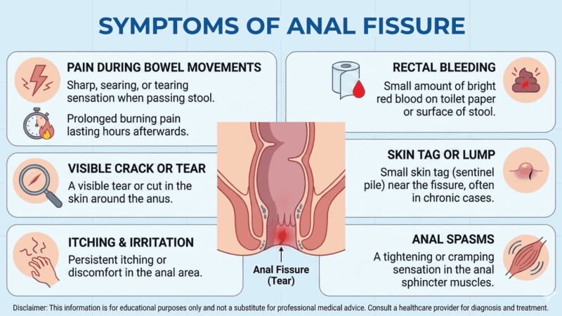 Anal Fissure - Symptoms, Causes, Types, Complications, Prevention, Images 2 anal fissure symptoms